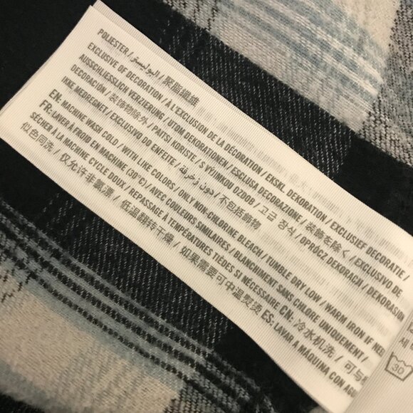 Hollister Men's XL Black Plaid Long Sleeve Button Up Hoodie Flannel Shirt - Picture 11 of 11